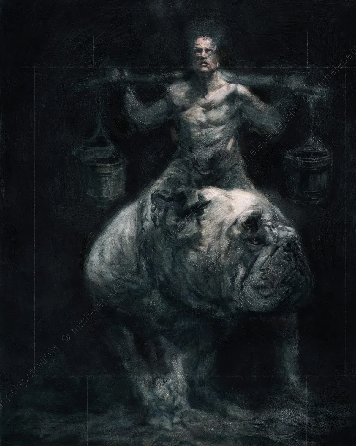 The illusion of individual control shatters against the ruthless mechanics of reality: the man in this scene is not the origin of balance, but merely 