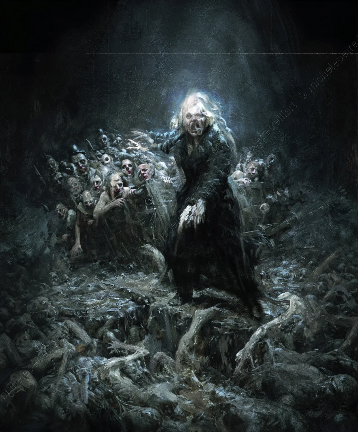 Collapse represents the fulfillment of a mathematical trajectory set in motion long ago. In this vision, a woman screams orders into the void, convinc