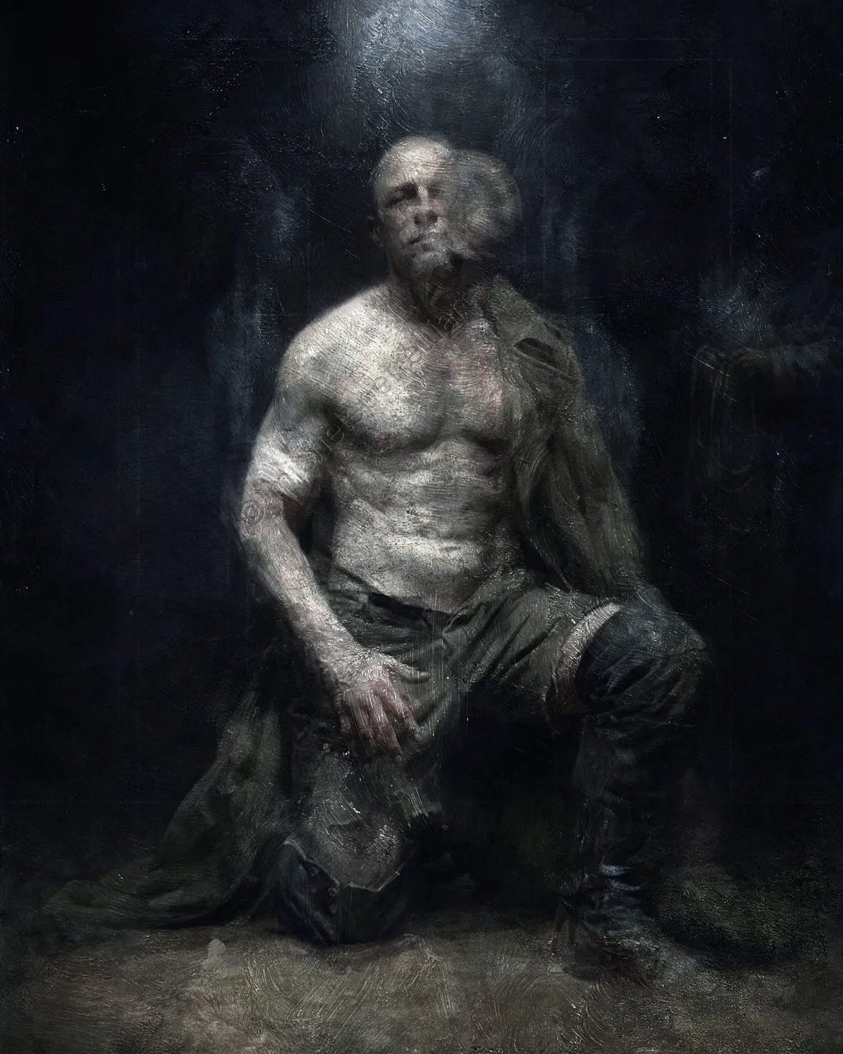 The work captures the exact moment when omnipotence sacrifices itself to necessity. Witnessing the collapse of a figure deemed unshakable triggers a p