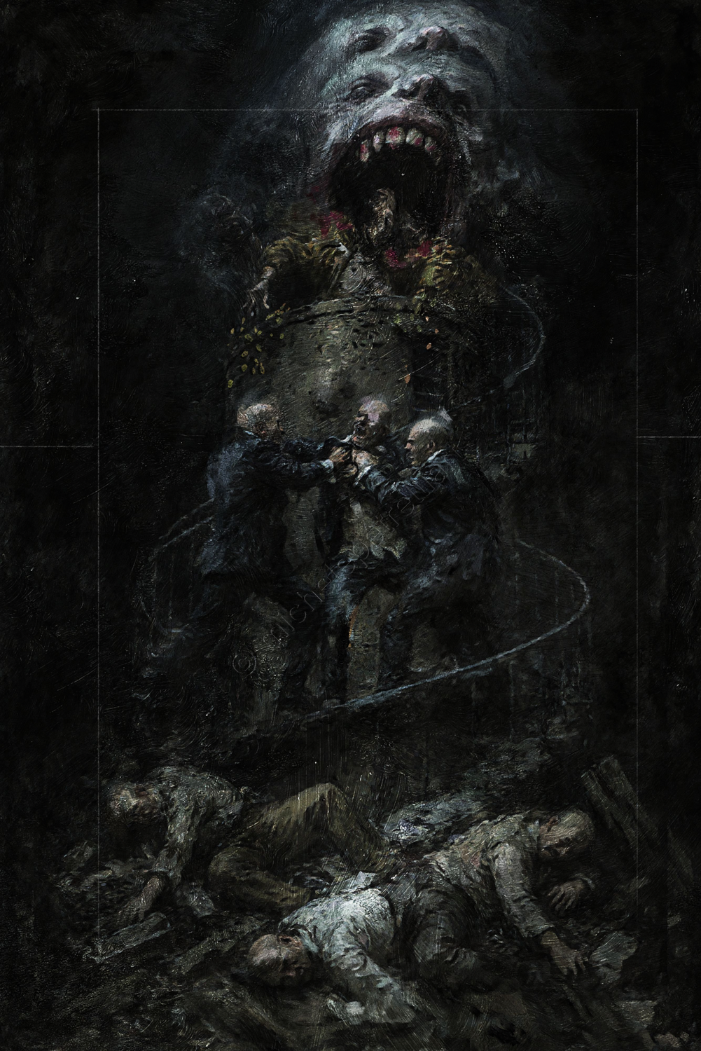 The work manifests the tragic and inevitable parabola of human existence through a vertical structure that acts as a pitiless judge of every man's des
